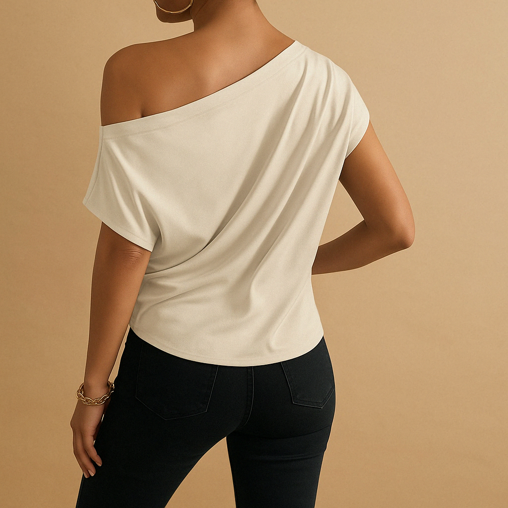 Beige Luxury Women's One Shoulder Blouse