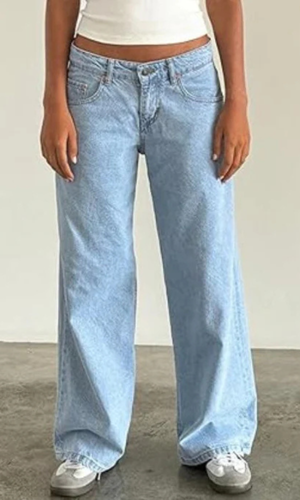 MILA | Jeansy z niskim stanem i szerokimi nogawkami ze stretchu