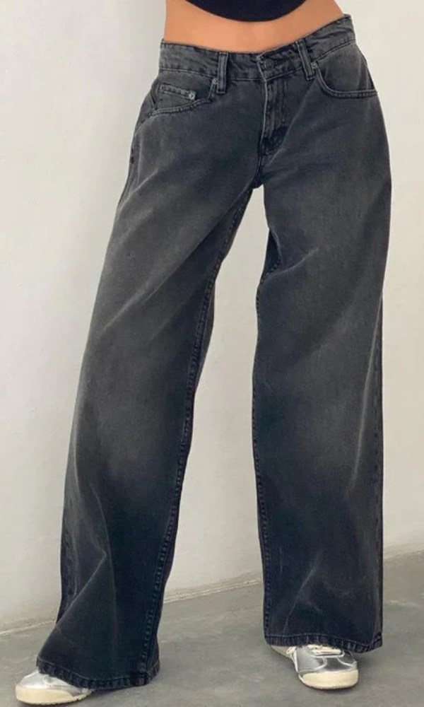 MILA | Jean stretch taille basse à jambes larges