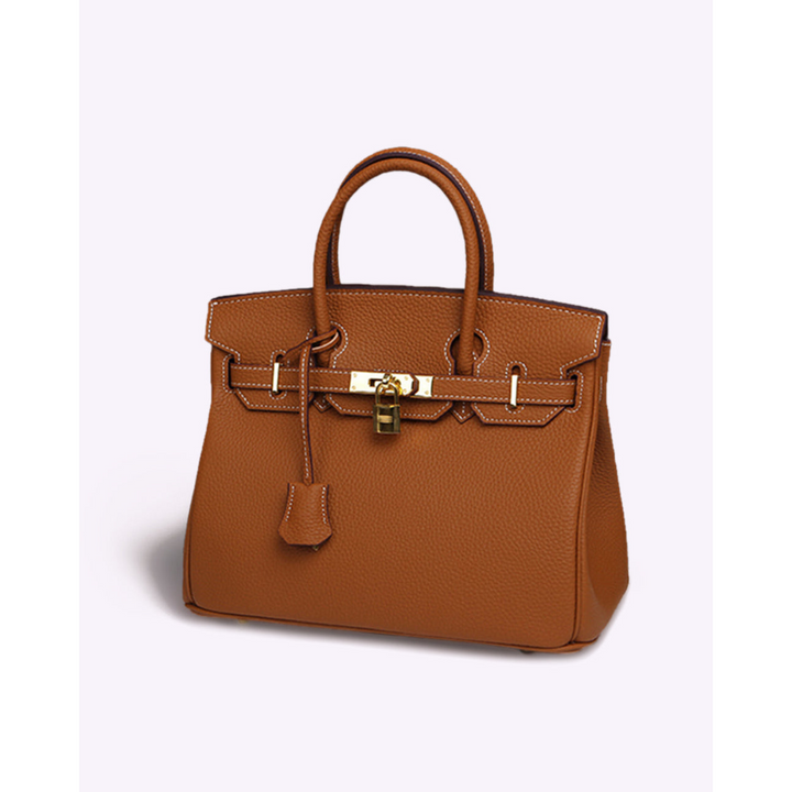 Elegant Women's Handbag with Gold-Toned Lock Detail