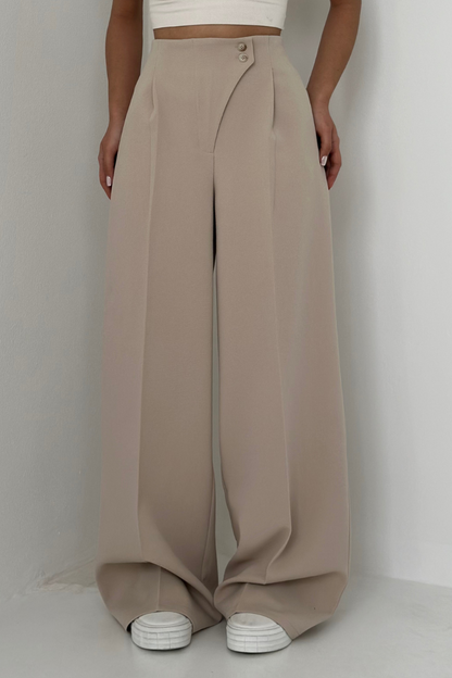 Elegante Hoge Taille Dames Pantalon met Wijde Pijpen