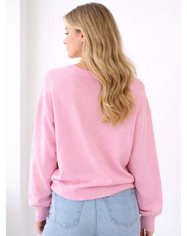 Pull d'hiver tricoté doux oversize pour femmes avec manches longues