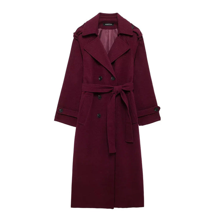 Leonie | Manteau long bordeaux élégant
