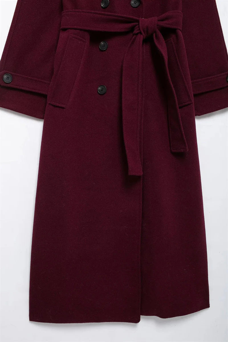 Leonie | Manteau long bordeaux élégant