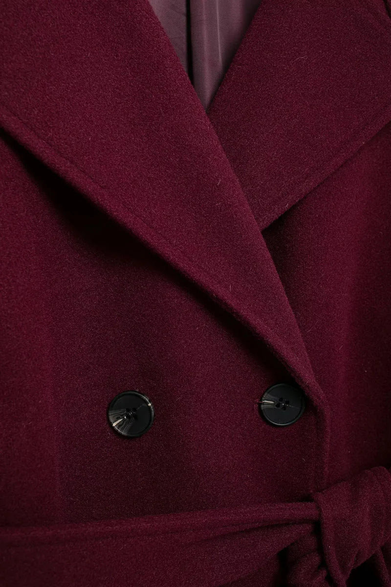 Leonie | Manteau long bordeaux élégant