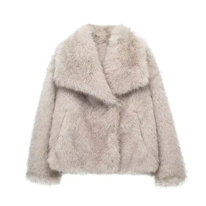 Luxe zachte dames jas met elegant faux fur design