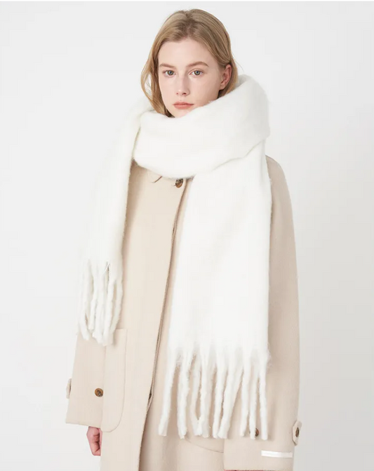 Luxe Zachte Dames Pastel Sjaal met Franjes