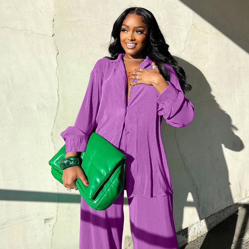 Valeree | Statement Plissé Co-ord Set met Losvallende Pasvorm