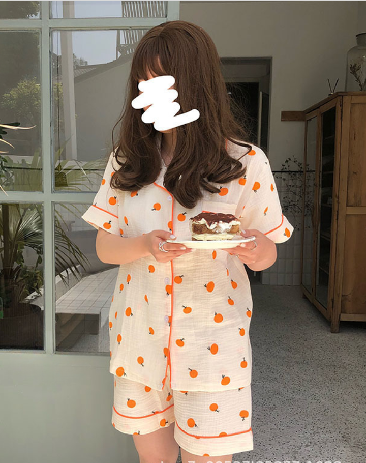 Katoenen Pyjama Set voor Dames met Bloemenprint