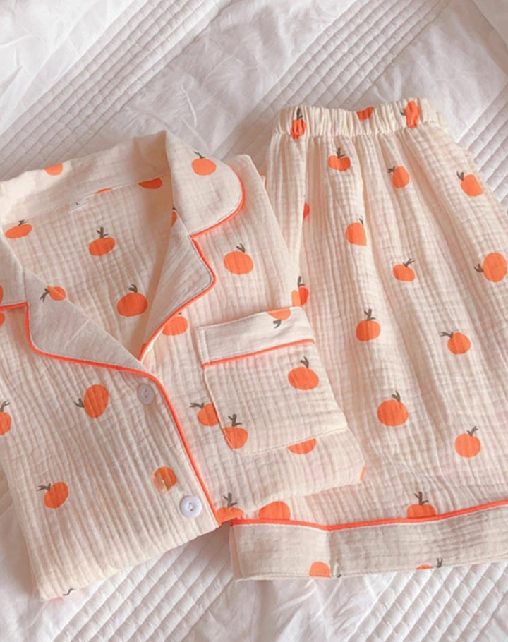 Katoenen Pyjama Set voor Dames met Bloemenprint
