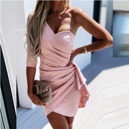 Auda | Asymmetrische Cocktailjurk met Ruches