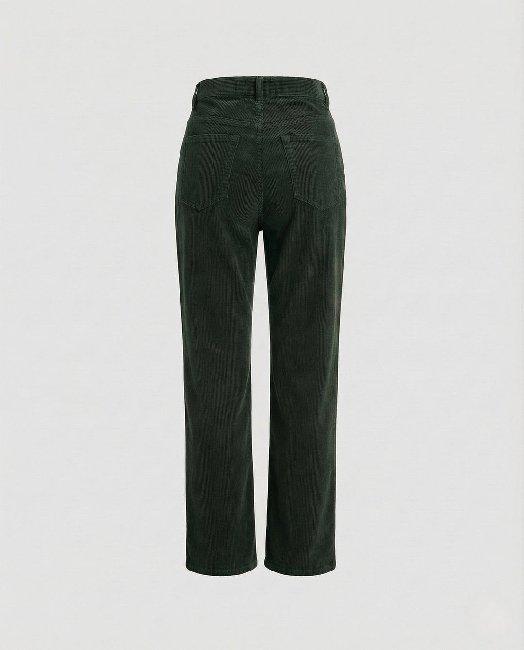 Hoge Taille Corduroy Dames Broek met Rechte Pijpen en Riemlussen