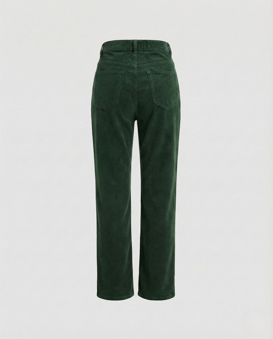 Hoge Taille Corduroy Dames Broek met Rechte Pijpen en Riemlussen