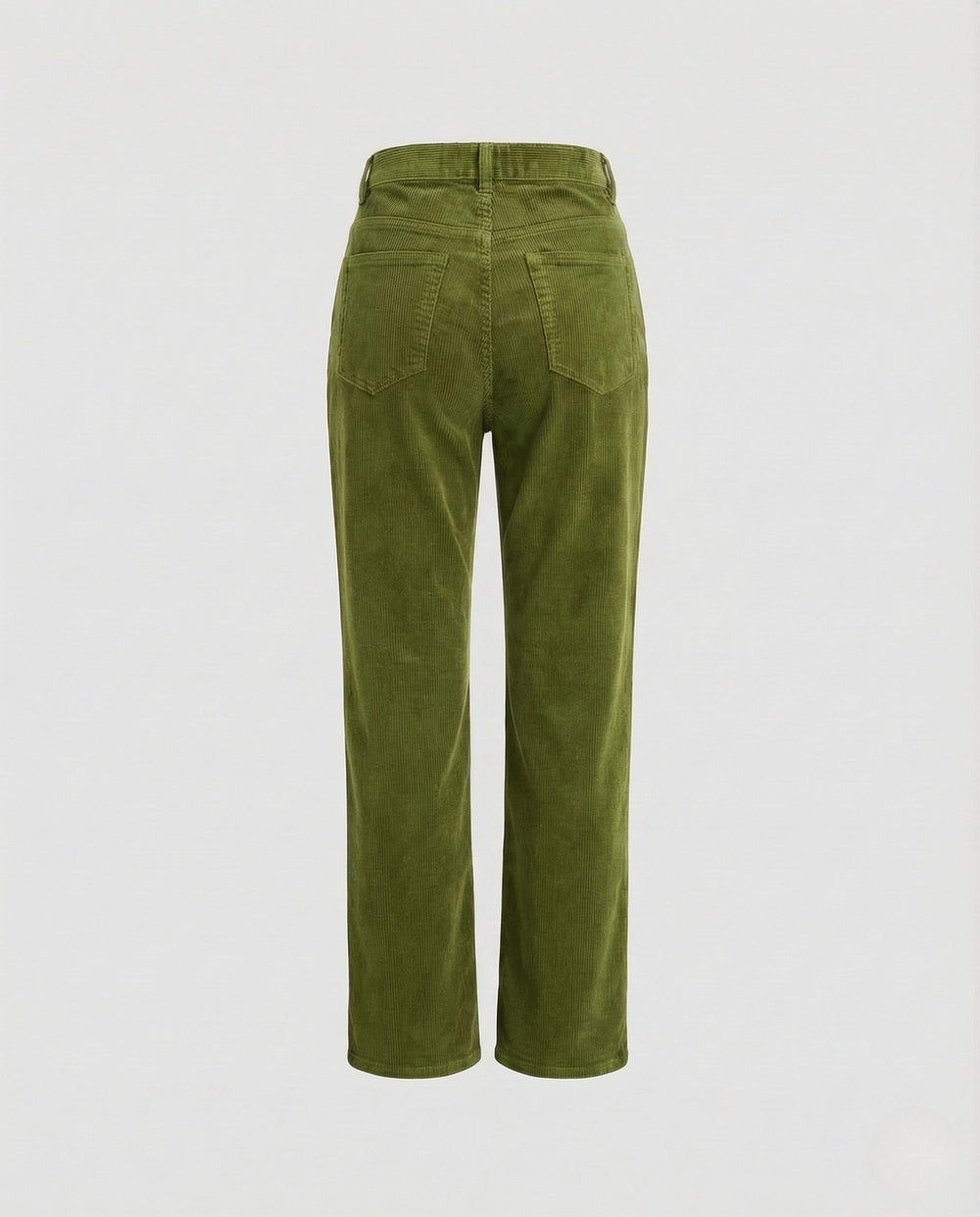 Hoge Taille Corduroy Dames Broek met Rechte Pijpen en Riemlussen