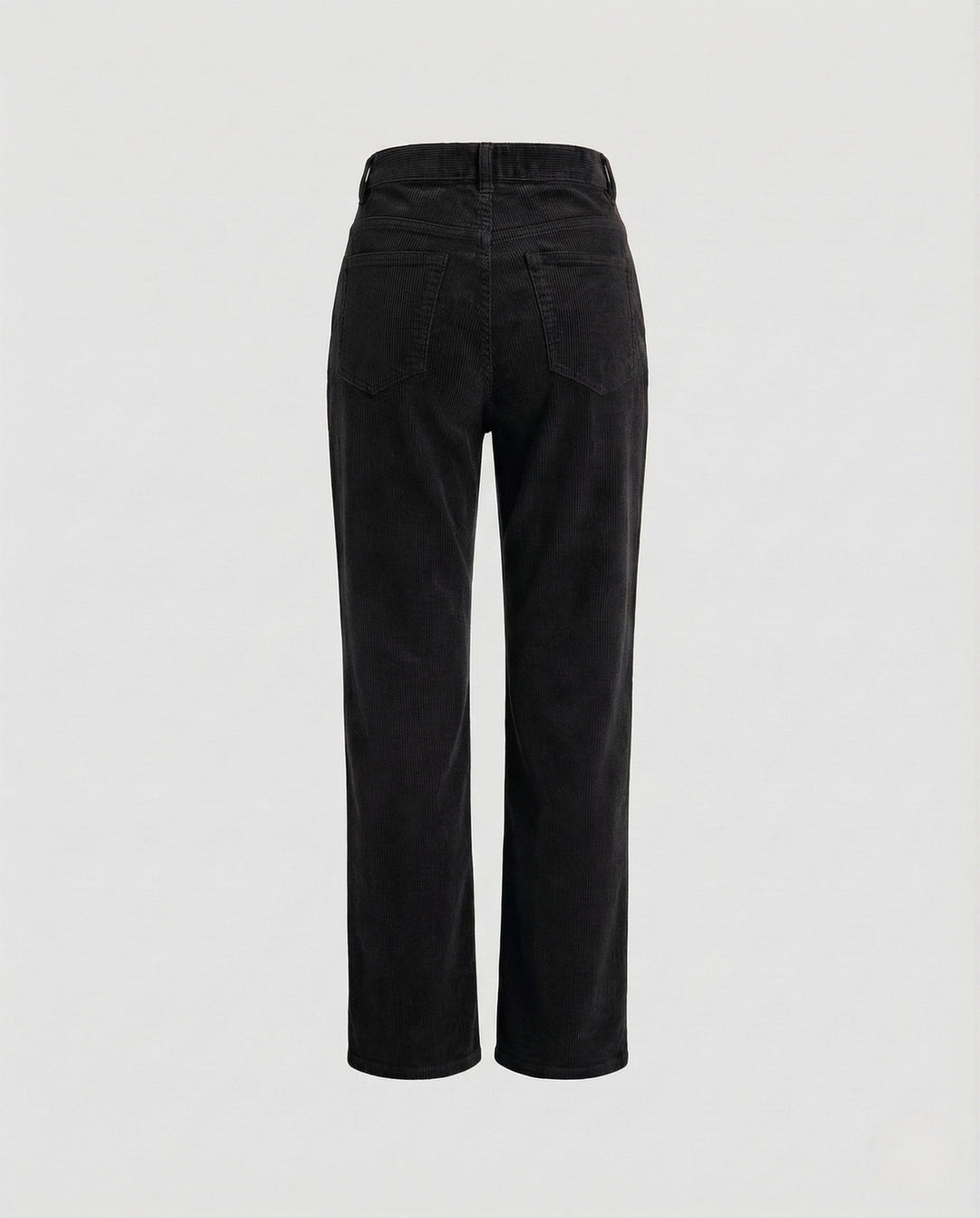 Hoge Taille Corduroy Dames Broek met Rechte Pijpen en Riemlussen