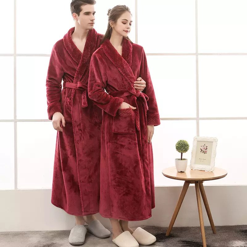 Peignoir Teddy Unisexe Confortable avec Ceinture et Poches