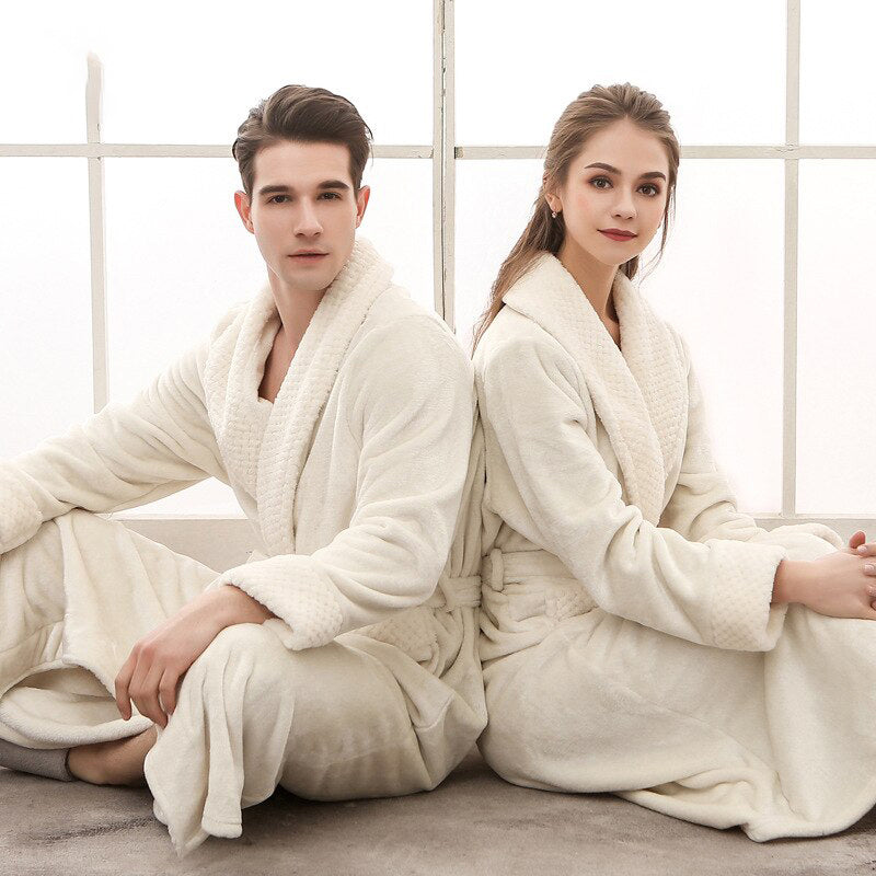 Peignoir Teddy Unisexe Confortable avec Ceinture et Poches
