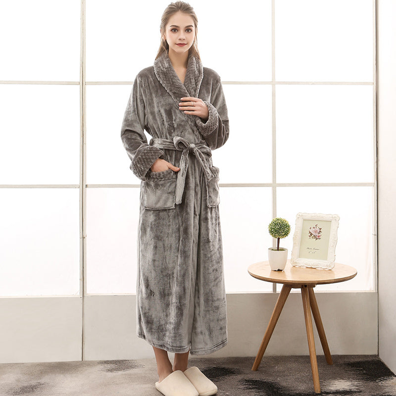 Peignoir Teddy Unisexe Confortable avec Ceinture et Poches