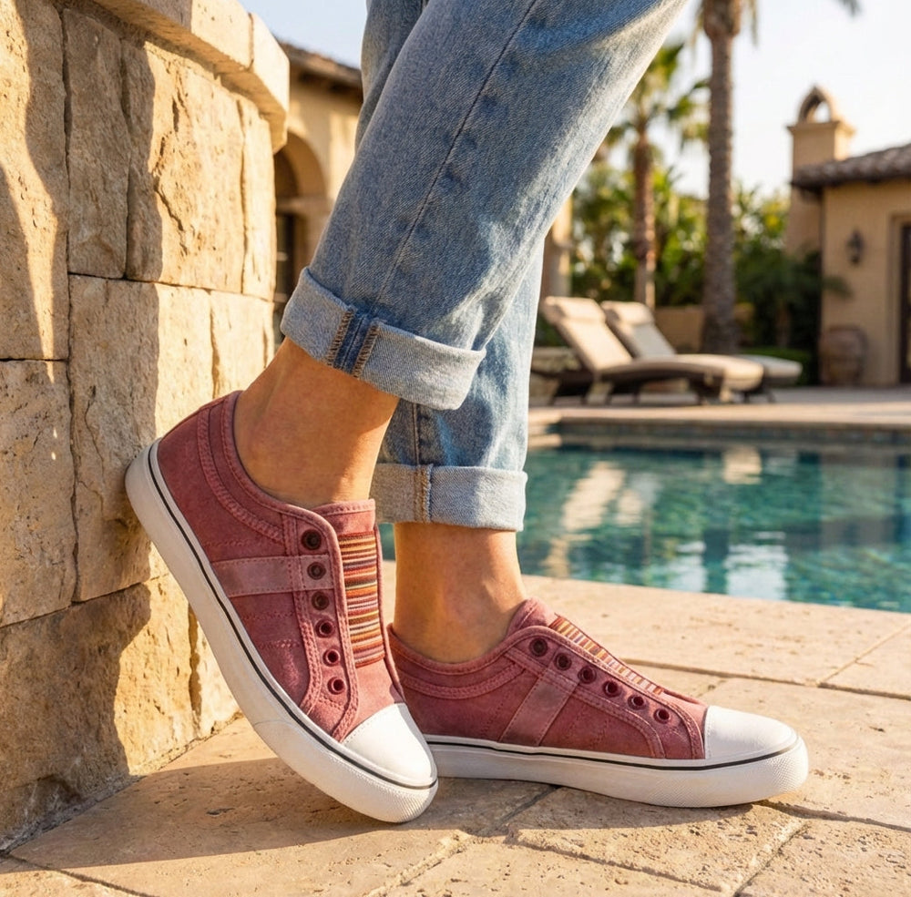 Baskets Décontractées Femme À Enfiler Avec Bande Élastique
