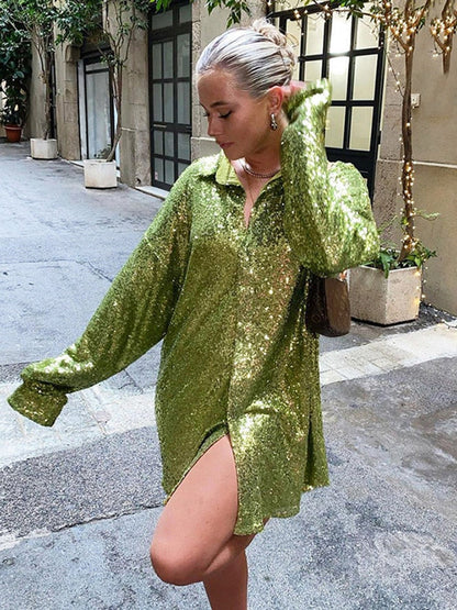 Oversized Dames Glitterblouse met Lange Mouwen