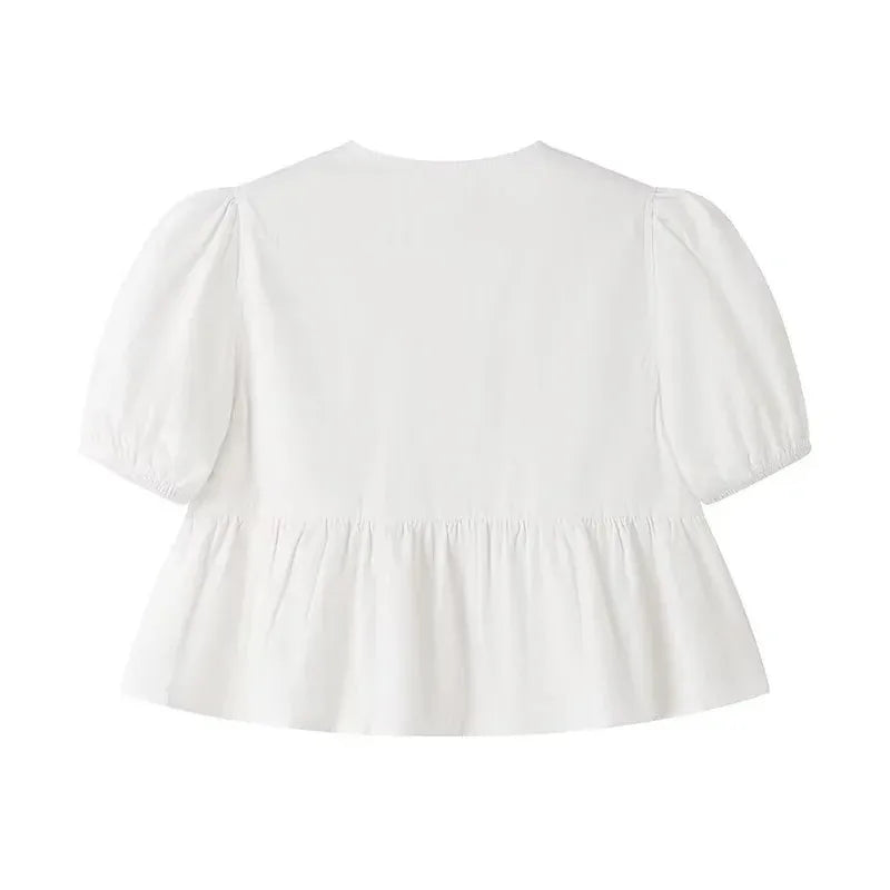 Allegra | Pofmouwen Top met Strikdetail voor Dames