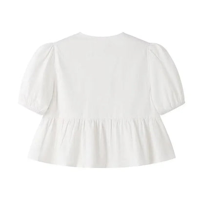 Allegra | Pofmouwen Top met Strikdetail voor Dames