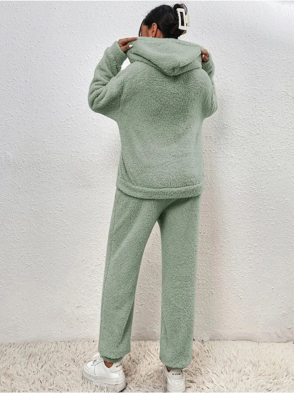 Ensemble loungewear teddy doux pour femme avec sweat à capuche