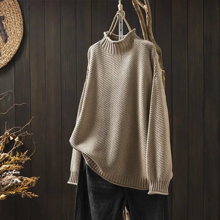 Oversized Soft Knit Women's Turtleneck Sweater with Long Sleeves