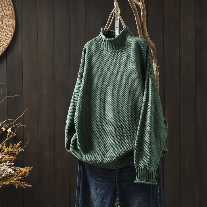 Oversized Soft Knit Women's Turtleneck Sweater with Long Sleeves