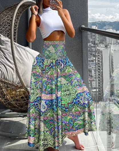 Kamelia | Tropische Wikkelrok met High Waist