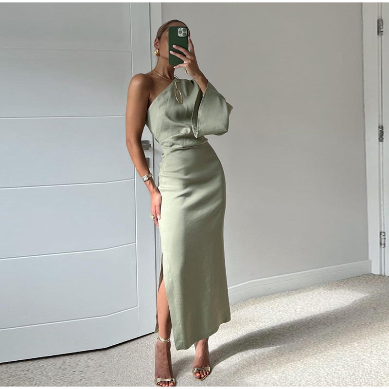 Lela | One-Shoulder Maxi-Jurk
