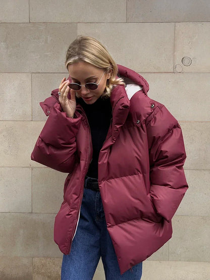 Winter gewatteerde dames puffer jas met warme oversized pasvorm