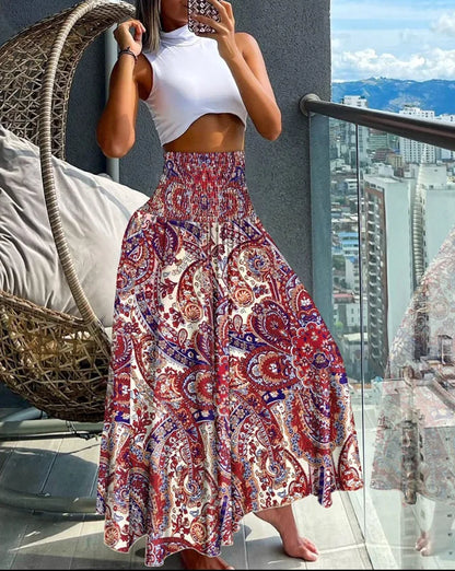 Kamelia | Tropische Wikkelrok met High Waist