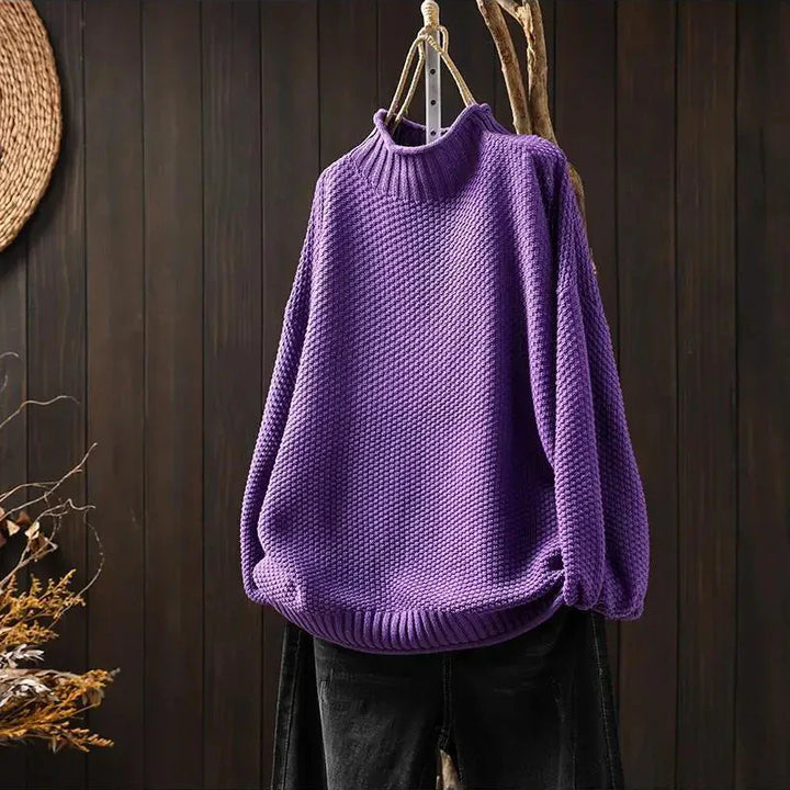 Oversized Soft Knit Women's Turtleneck Sweater with Long Sleeves