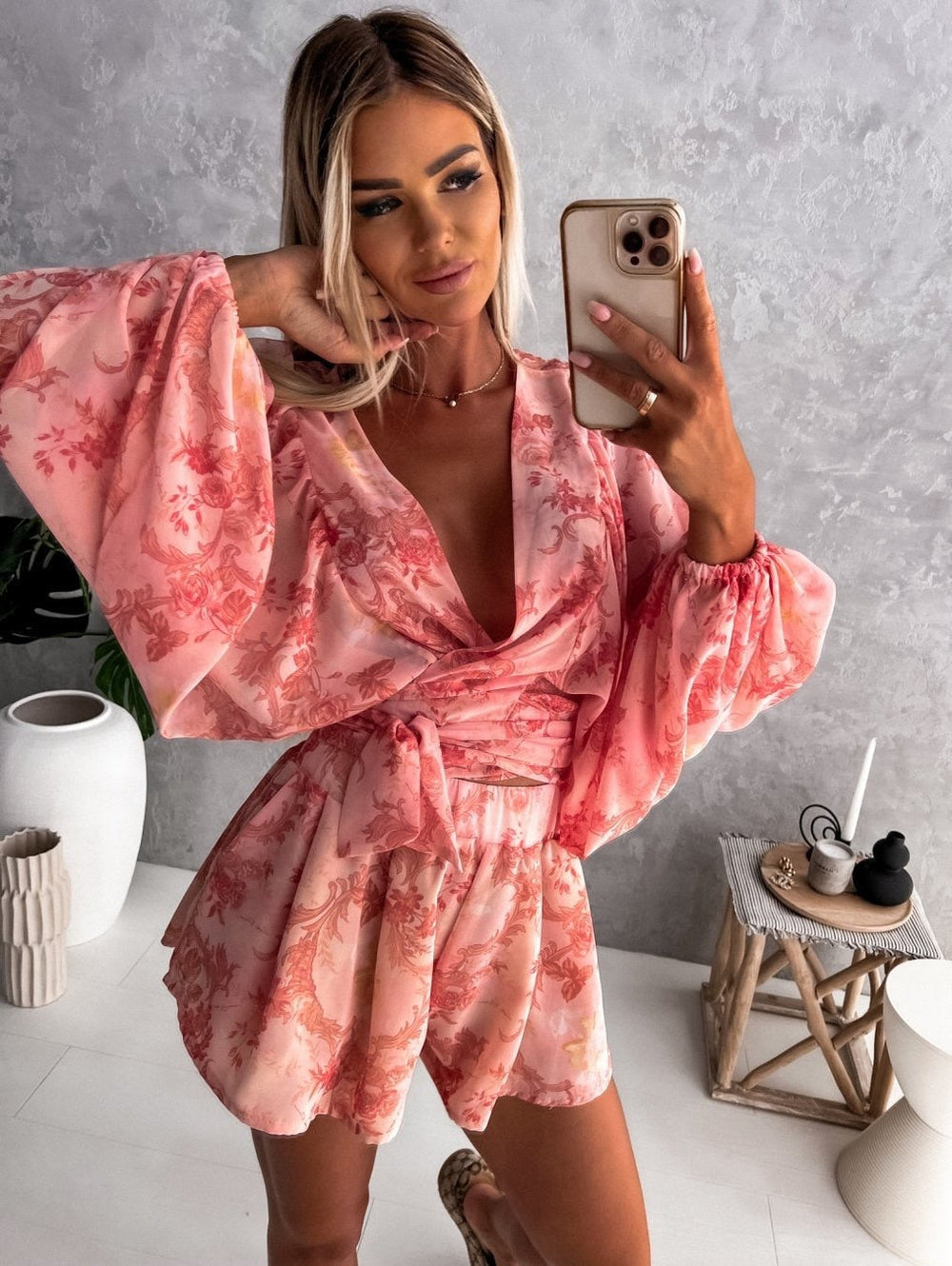 Irene | Chiffon Playsuit met Tropische Print