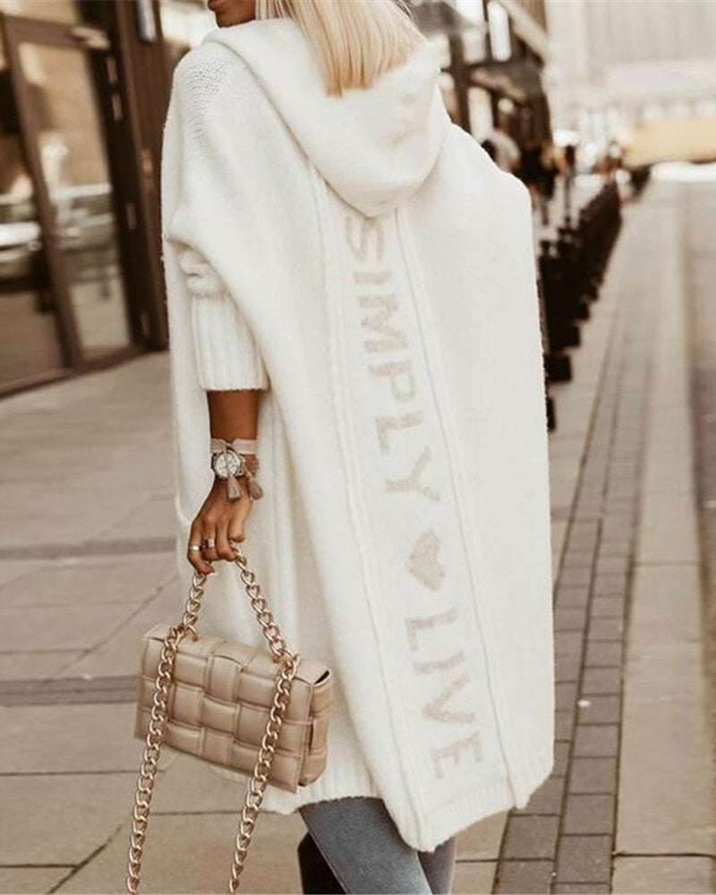 Oversized Lang Dames Vest met Capuchon en Print