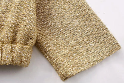 Stijlvolle Elegante Dames Bomberjack met Goud Pailletten