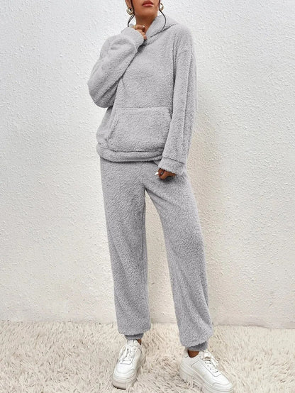 Zachte Dames Teddy Loungewear Set Met Hoodie