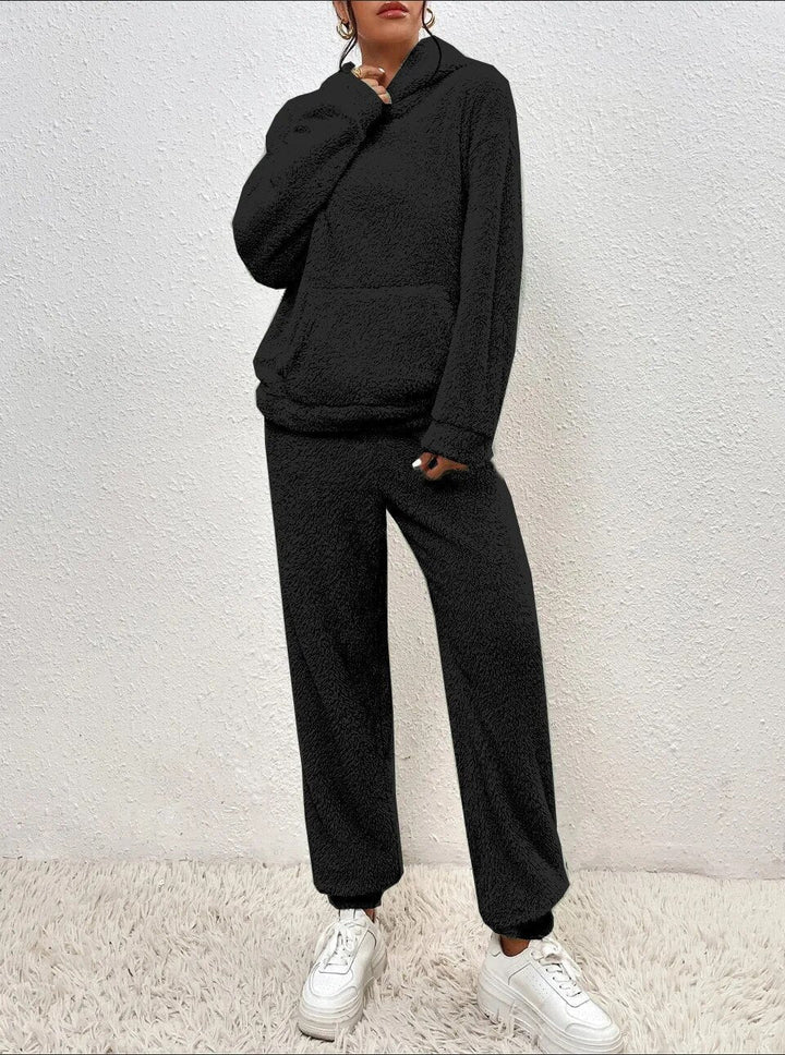 Ensemble loungewear teddy doux pour femme avec sweat à capuche