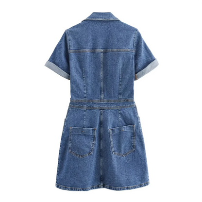 Annemie | Lichtblauwe Denim Jurk - Mini