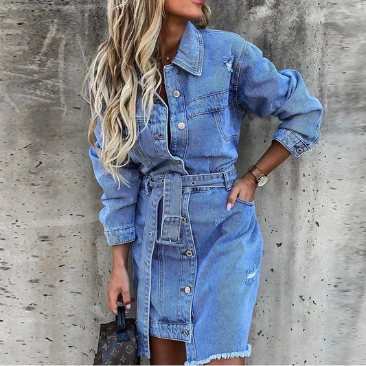 Viola | Vintage Denim Jurk - Mini