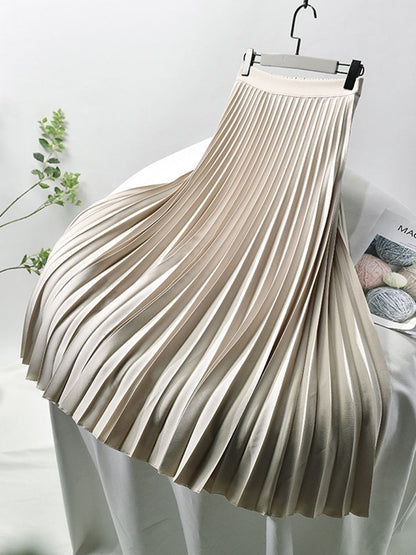 Levi | Glanzende Plissé Rok met Hoge Taille