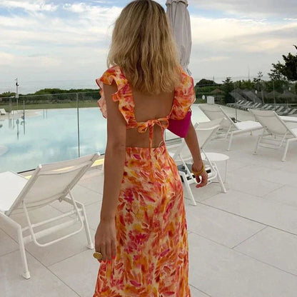 Gionah | Zomerse Maxi Jurk met Ruches