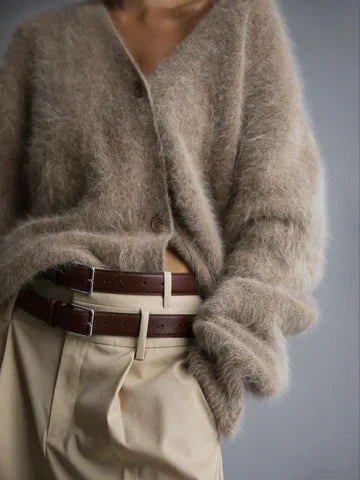 Oversized Soft Women's Fluffy Cardigan with Buttons