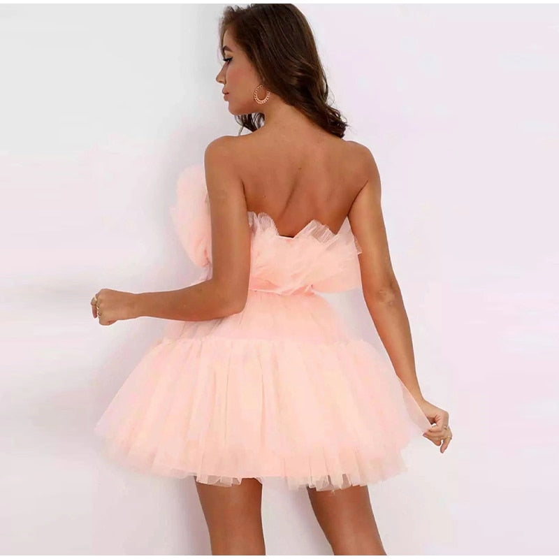Robe Cocktail Mini Festive avec Encolure Bustier pour Femme