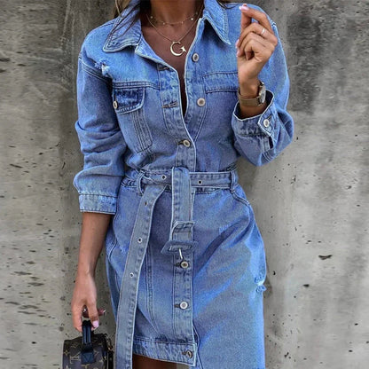 Viola | Vintage Denim Jurk - Mini