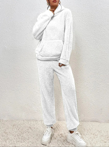 Zachte Dames Teddy Loungewear Set Met Hoodie