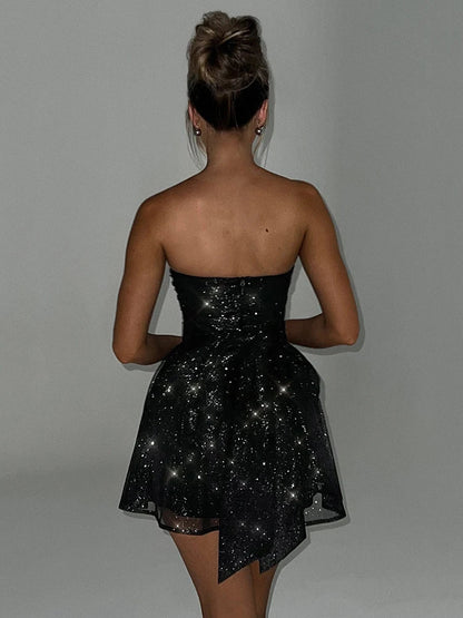 Lien | Strapless Glitter Jurk