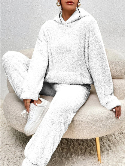 Zachte Dames Teddy Loungewear Set Met Hoodie
