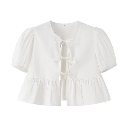 Allegra | Pofmouwen Top met Strikdetail voor Dames